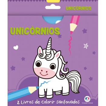 Unicórnios - 2 Livros De Colorir Sanfonados