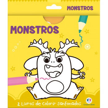 Monstros - 2 Livros De Colorir Sanfonados
