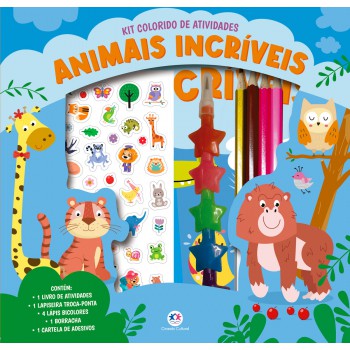 Animais Incríveis - Kit Livro Com Lapiseira, Lápis Borracha E Adesivos