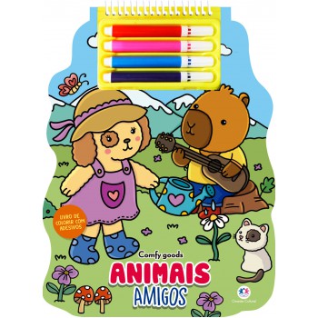 Animais Amigos: Colorir Com Adesivos E Canetinhas