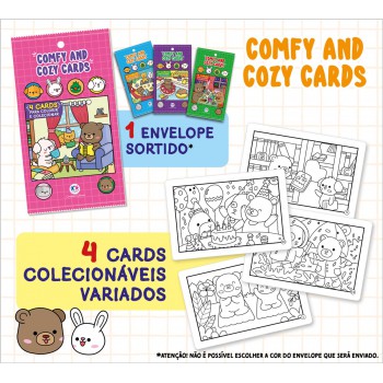 Comfy And Cozy 4 Cards Para Colorir E Colecionar