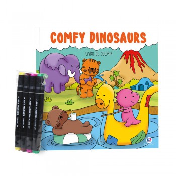 Comfy Dinosaurs - Livro De Colorir Com 4 Canetinhas