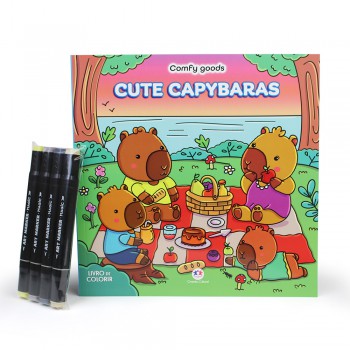Colorir Cute Capybaras - Livro De Colorir Com 4 Marcadores