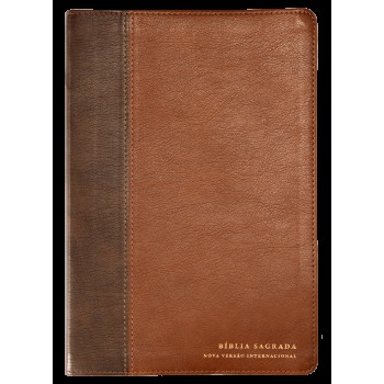 Bíblia Nvi Com Espaço Para Anotações, Letra Grande, Couro Soft, Dois Tons De Marrom, Leitura Perfeita