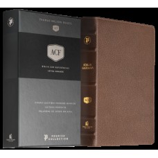 Bíblia Ac, Couro Legítimo Marrom, Letra Grande, Leitura Perfeita, Premier Collection | Com Letras De Jesus Em Azul E Referências Cruzadas
