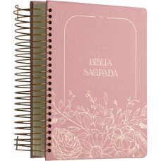Bíblia Nvi Com Espaço Para Anotações Central, Capa Dura Rosa Floral, Espiral, Leitura Perfeita Bíblia Nvi Com Espaço Para Anotações Central, Capa Dura Rosa Floral, Espiral, Leitura Perfeita