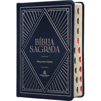 Bíblia Sagrada King James Clássica, Letra Grande, Tecido Sobre Capa Dura Marinho, Luzes, Palavras De Jesus Em Azul, índice De Dedo, Leitura Perfeita: Com Introdução Aos Livros Bíblicos