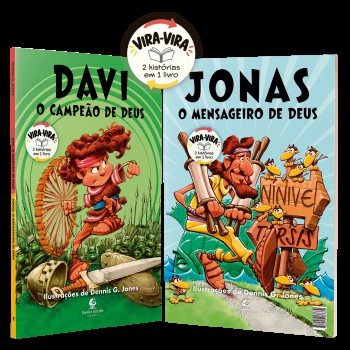 Davi, O Campeão De Deus & Jonas, O Mensageiro De Deus - Livro Vira-vira Com Duas Histórias Bíblicas Ilustradas E Atividades De Leitura