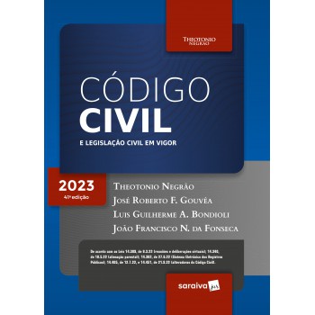 Código Civil E Legislação Civil Em Vigor - 41ª Edição 2023