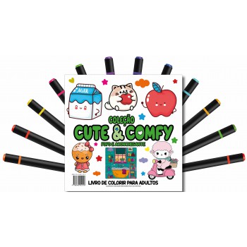 Cute & Comfy Coloring Book For Adults - Ofo E Aconchegante - Livro De Colorir Adulto