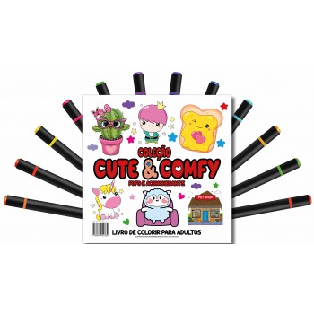 Cute & Comfy Coloring Book For Adults - Ofo E Aconchegante - Livro De Colorir Adulto