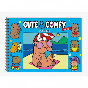 Cute & Comfy Série Big - Capivaras - Livro De Colorir Adulto - Capa Dura Holográfica