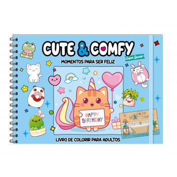 Cute & Comfy Super Special - Livro De Colorir Adulto - Momentos Para Ser Eliz - Capa Holográfica