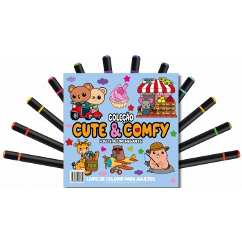 Cute & Comfy Coloring Book For Adults - Ofo E Aconchegante - Livro De Colorir Adulto