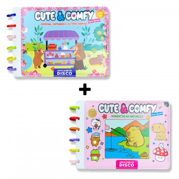 Combo Cute E Comfy Super Special - Kit Com 02 Livros De Colorir Encadernação Em Disco
