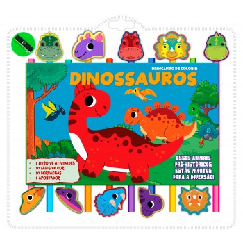 Dinossauros Brincando De Colorir