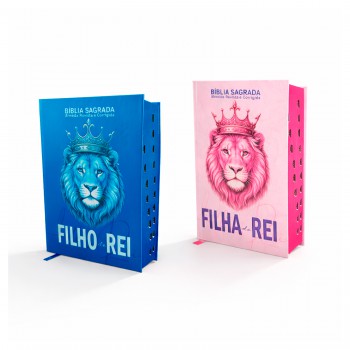 Kit 2 Bíblias Sagradas Capa Dura Grande Com Harpa - Palavras De Jesus Em Vermelho | Filho E Filha Do Rei