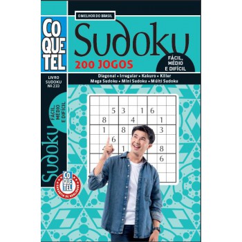 Livro Coquetel Sudoku 233 | 200 Jogos: Níveis Fácil, Médio E Difícil