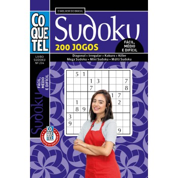 Livro Coquetel Sudoku 234: Níveis Fácil, Médio E Difícil