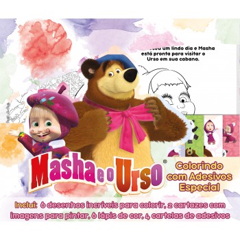 Masha E O Urso - Colorindo Com Adesivos Especial