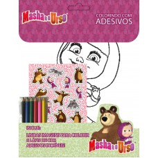 Masha E O Urso Colorindo Com Adesivos