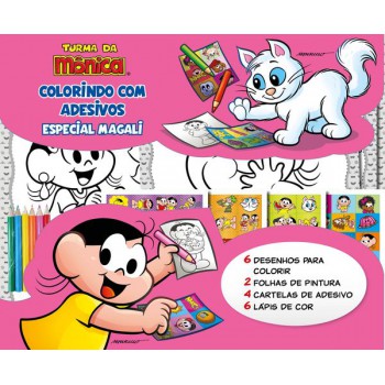 Turma Da Mônica Colorindo Com Adesivos Especial - Magali