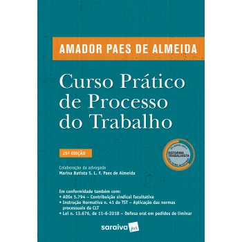 Curso Prático De Processo Do Trabalho - 25ª Edição De 2019