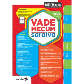 Vade Mecum Saraiva 2020 - Tradicional - 29ª Edição: Atualizado Com O Pacote Anticrime