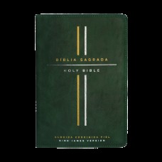 Bíblia Bilíngue, Português/inglês, Acf/kjv, Couro Soft, Verde, Leitura Perfeita