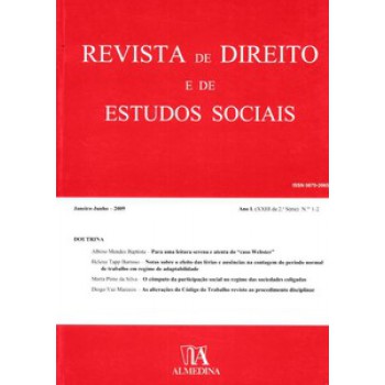 Revista De Direito E De Estudos Sociais: Ano L (xxiii Da 2ª Série) - N.ºs 1-2