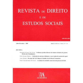 Revista De Direito E De Estudos Sociais: Ano L (xxiii Da 2ª Série) - N.ºs 3-4